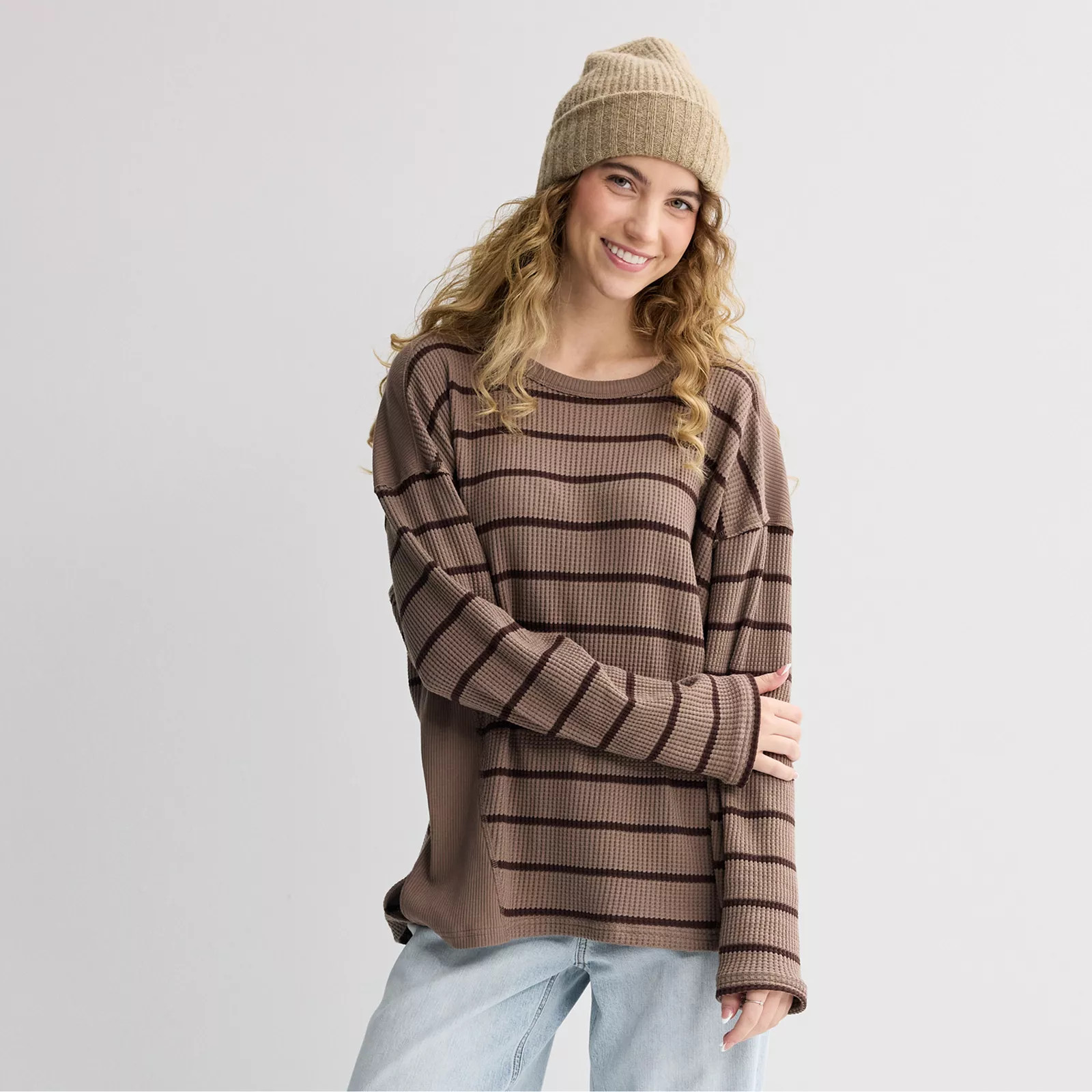 Juniors' SO® Relaxed Waffle Crew Pullover, Girl's, Size: Large, Albany Blue | Kohl's
