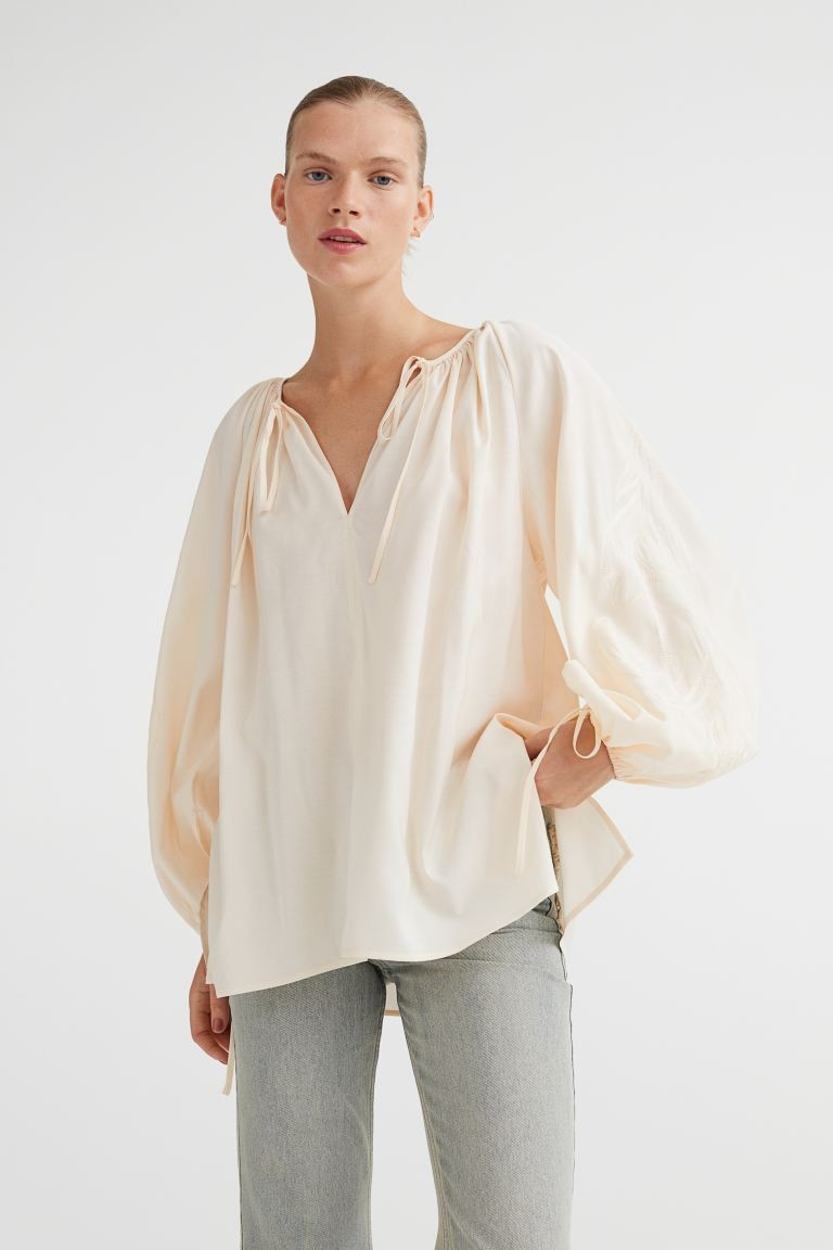 Embroidered balloon-sleeved blouse | H&M (UK, MY, IN, SG, PH, TW, HK)