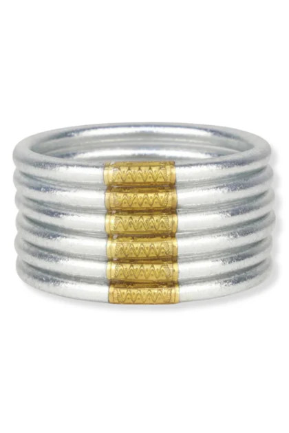 BudhaGirl Silver Bangle Bracelets Set Of 6 | The Willow Tree
