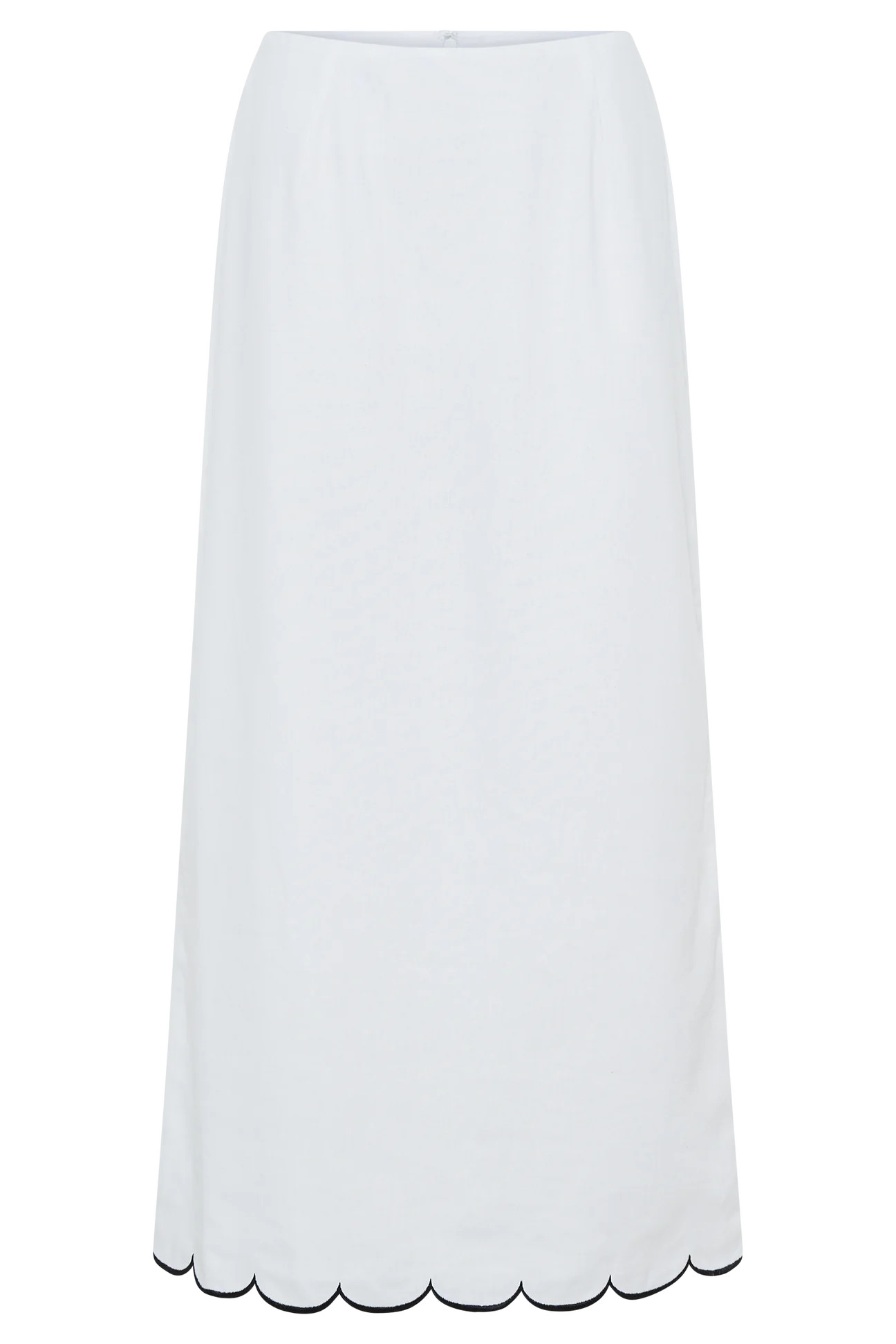 Alessio Scalloped Midi Skirt - Ivory | MESHKI US