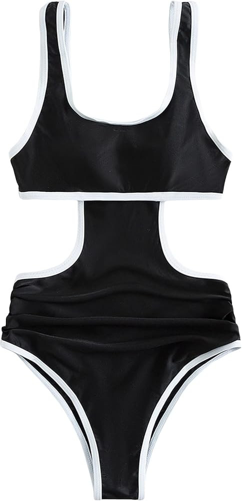SOLY HUX Women's Cut Out One Piece Swimsuit Ruched Tummy Control Bathing Suit Sexy Swimwear | Amazon (US)