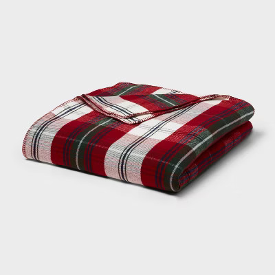 Full/Queen Brushed Cotton Blanket Red Plaid - Threshold™ | Target