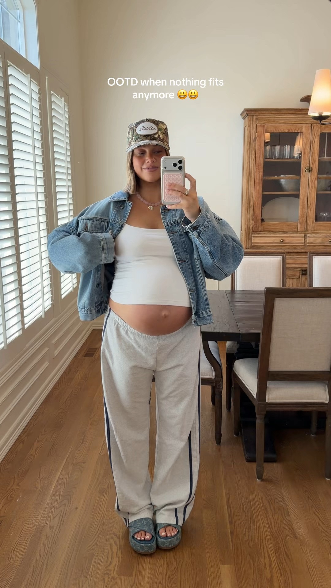 Bra free Abercrombie tank i looove it has built in pads (took them out) but love the shelf bra it’s so good. Size medium I think it runs big!! Jacket size L. Camo hat is revolve!

#bresheppard #bumpstyle #pregnancystyle #gucci #denimjacket #springstyle

#LTKBump