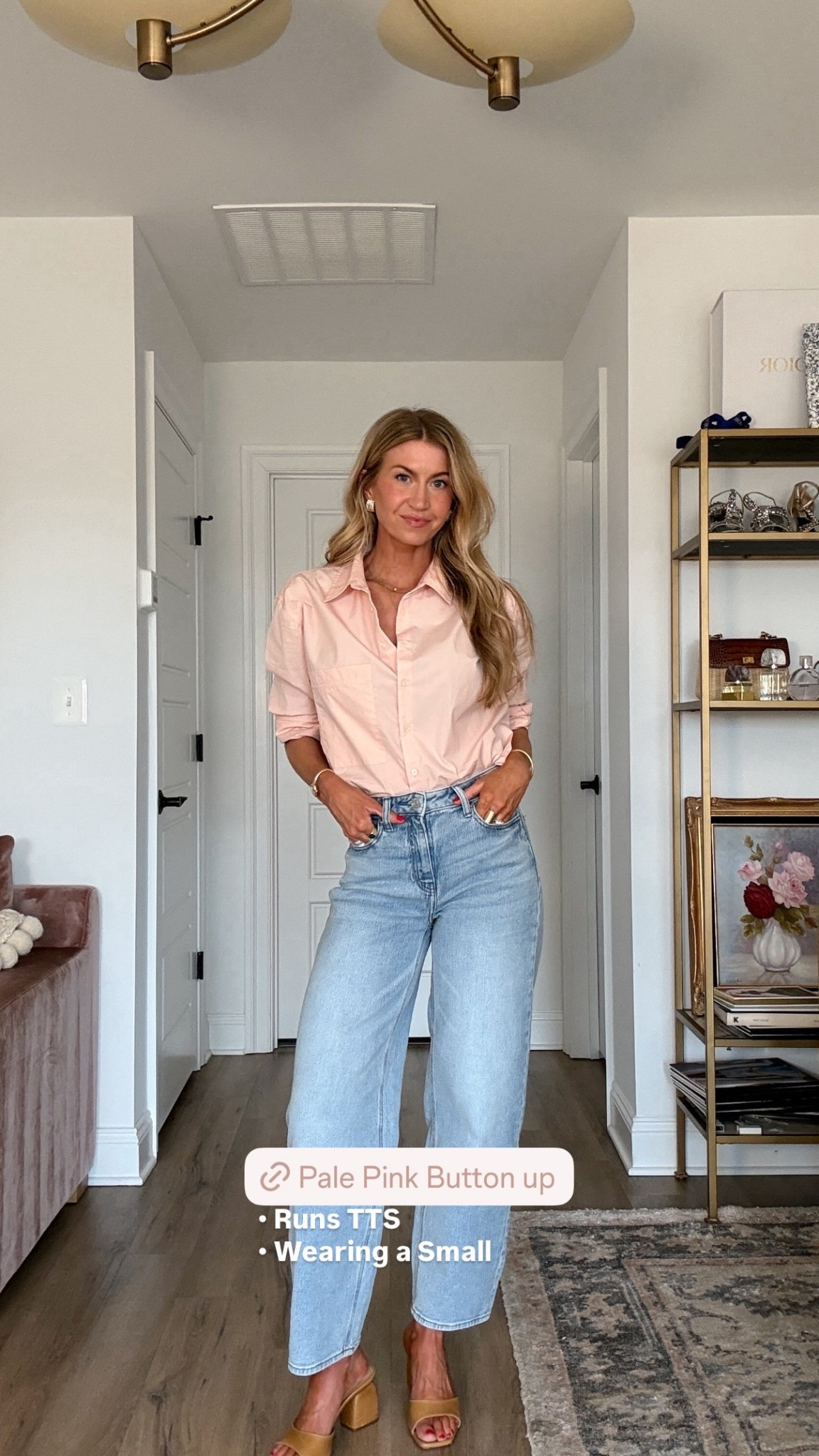 Pale pink button up + denim under $50. 
Top: runs TTS, wearing size small 
Denim: run TTS, wearing size 25

#LTKootd #LTKSeasonal #LTKdayinmylife