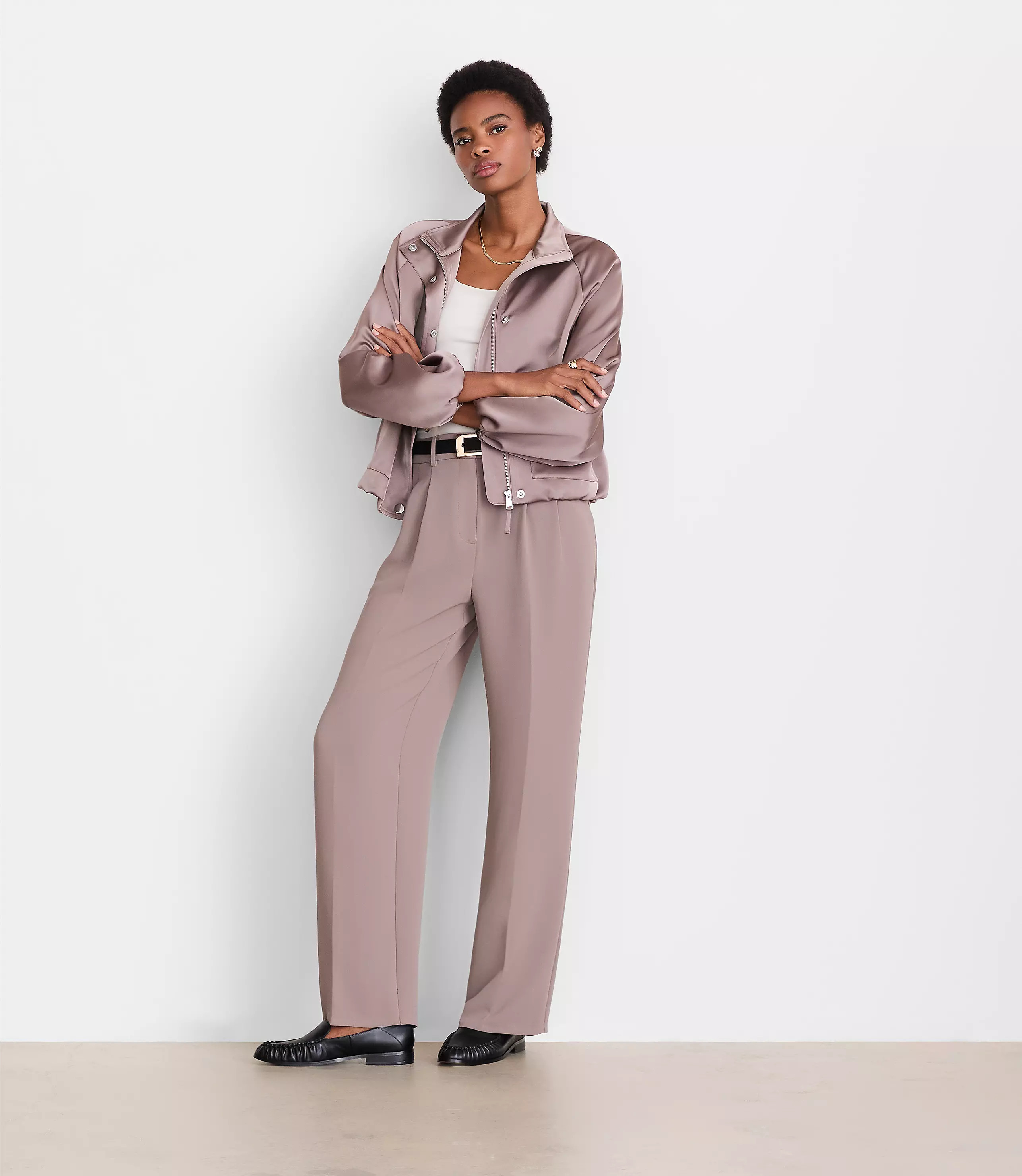 LOFT Versa Satin Bomber Jacket | LOFT