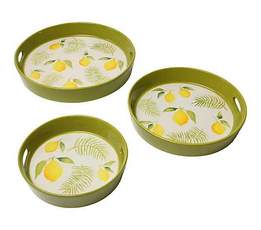 Temp-tations Seasonal Set of 3 Round Nesting Platters - QVC.com | QVC