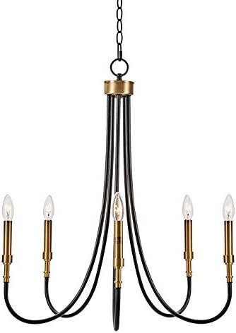 MOTINI 5-Light Farmhouse Chandelier Black and Gold Brass Large Metal Pendant Lighting Fixture for... | Amazon (US)