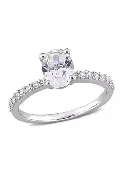Belk & Co. Lab Created 2.3 CT TGW Created White Sapphire Oval Engagement Ring in 10k White Gold | Belk