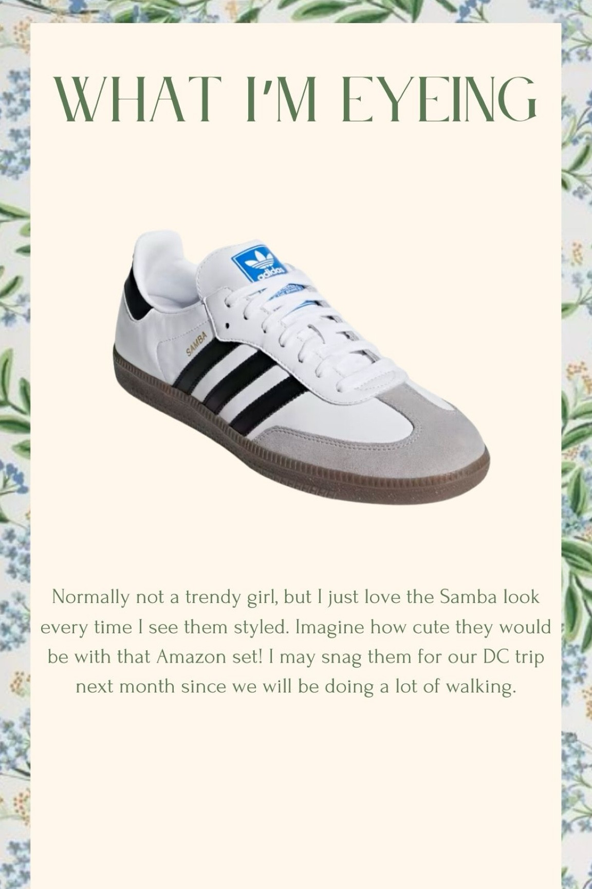 Adidas samba. Love the look 

#LTKstyletip #LTKtravel