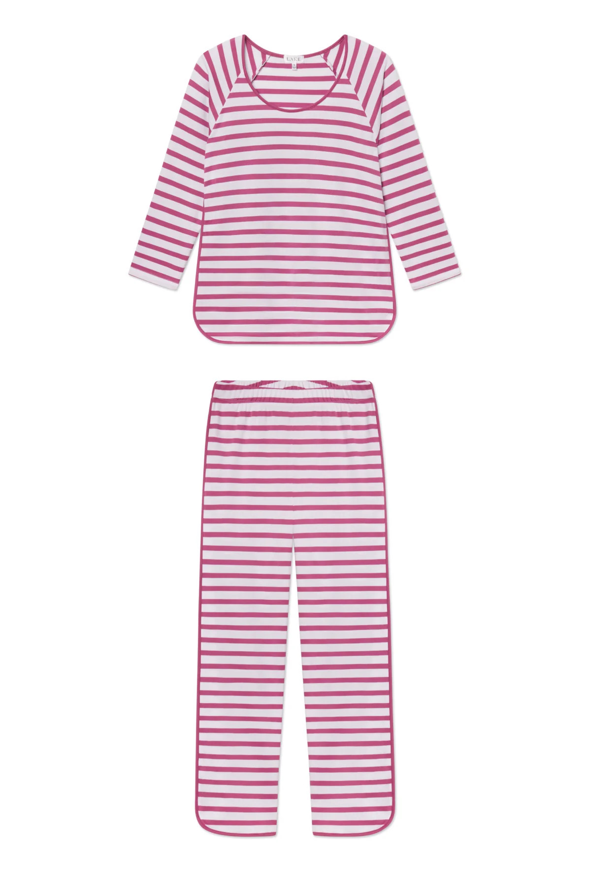Pima Long-Long Set in Camellia Stripe | Lake Pajamas