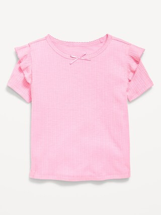 Fitted Ruffle-Trim Rib-Knit Top for Toddler Girls | Old Navy | Old Navy (US)