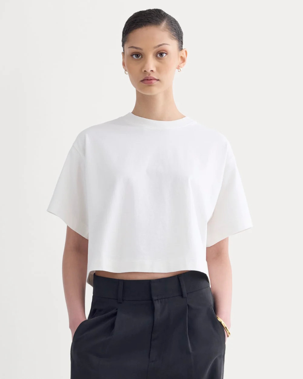 The Premium Weight Cropped Tee | Bone | Everlane