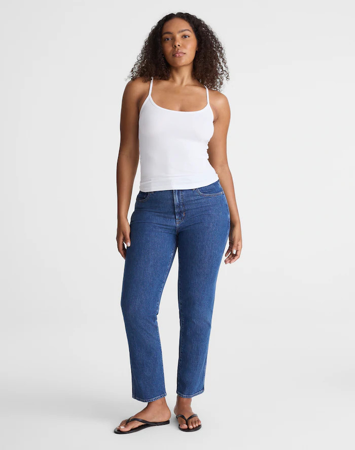 The Curvy Longline Straight Crop Jean in Marina Blue Wash | Madewell