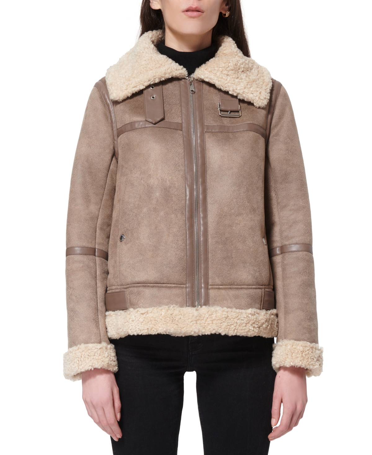 Sam Edelman Faux-Shearling Moto Coat | Macys (US)