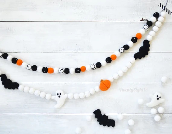 Halloween Felt Ball Garland  Ghost Felt Ball Garland | Etsy | Etsy (US)