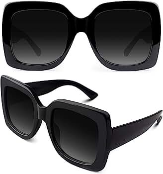 GQUEEN Women Oversized Square Frame Sunglasses Multiple Tinted Glitter Designer Inspired Stylish ... | Amazon (US)