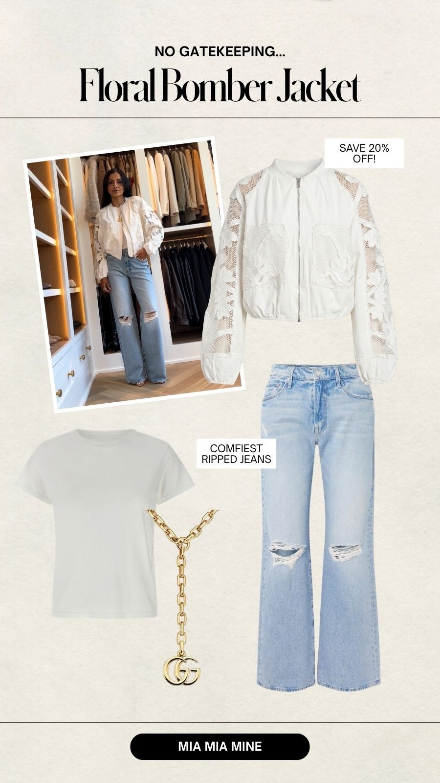 The jeans you’re going to see everywhere 
Mother denim distressed jeans wearing a 23 on sale with code MIA20
Mother white tee wearing an XS
Anthropologie white eyelet jacket wearing an XXS back in stock! on sale with code MIA20
Gucci Giglio small bag
Gucci pendant necklace

#LTKSaleAlert #LTKPetite #LTKOver40