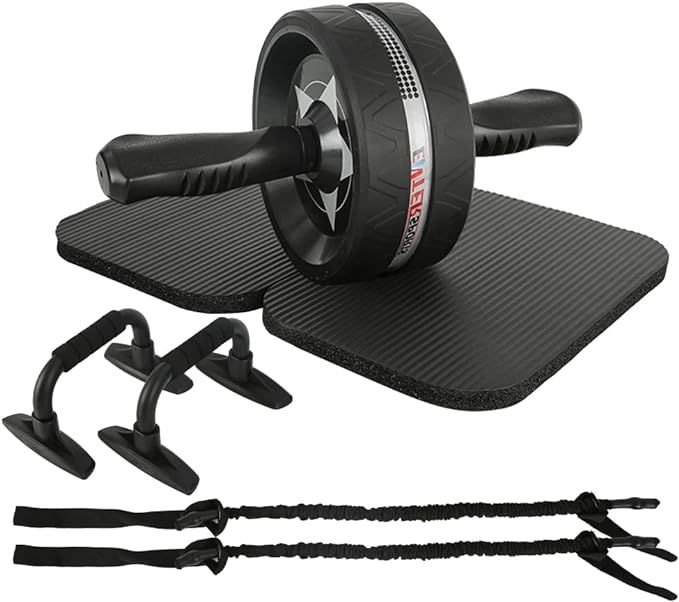 EnterSports AB Wheel Roller, 6-in-1 Exercise Roller Wheel Kit with Knee Pad, Resistance Bands, Pa... | Amazon (US)