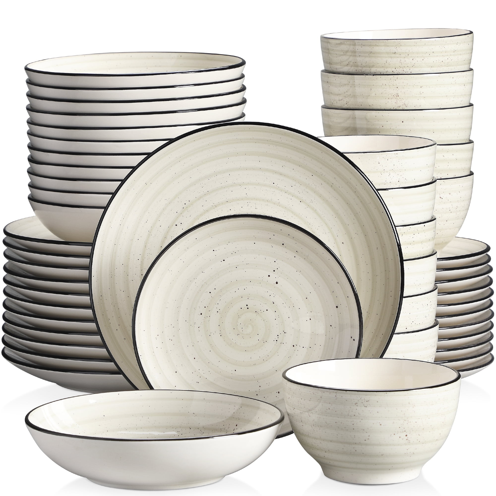 48-Piece Stoneware Dinnerware Set, Beige Dinner Set, Service for 12 | Walmart (US)