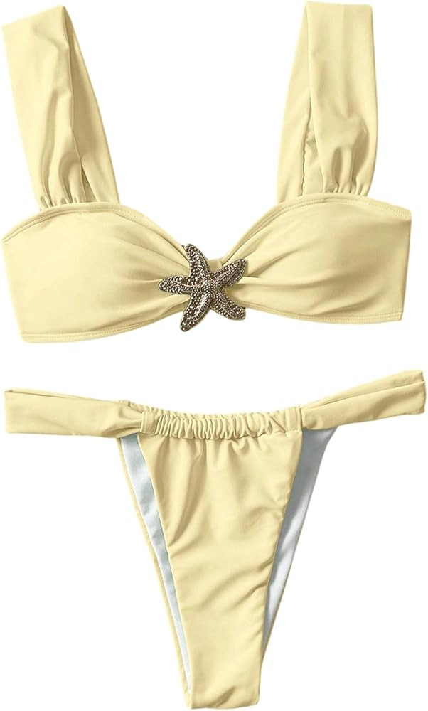 Floerns Conjunto de bikini de 2 piezas para mujer, diseño de estrella de mar de metal, tanga | Amazon (US)