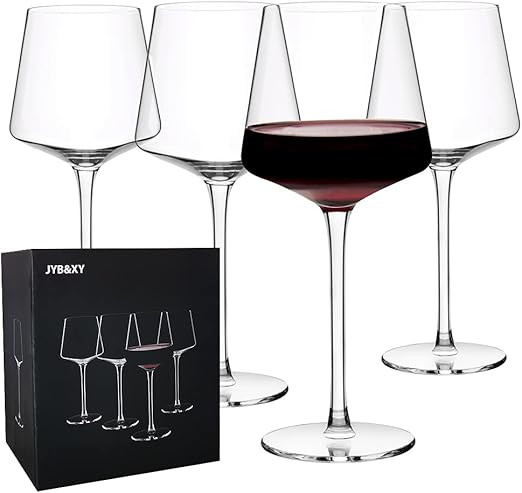 JYB&XY Red Wine Glasses Set of 4-Hand Blown Italian Style Crystal Bordeaux 22Oz Wine Glass-Clear ... | Amazon (US)