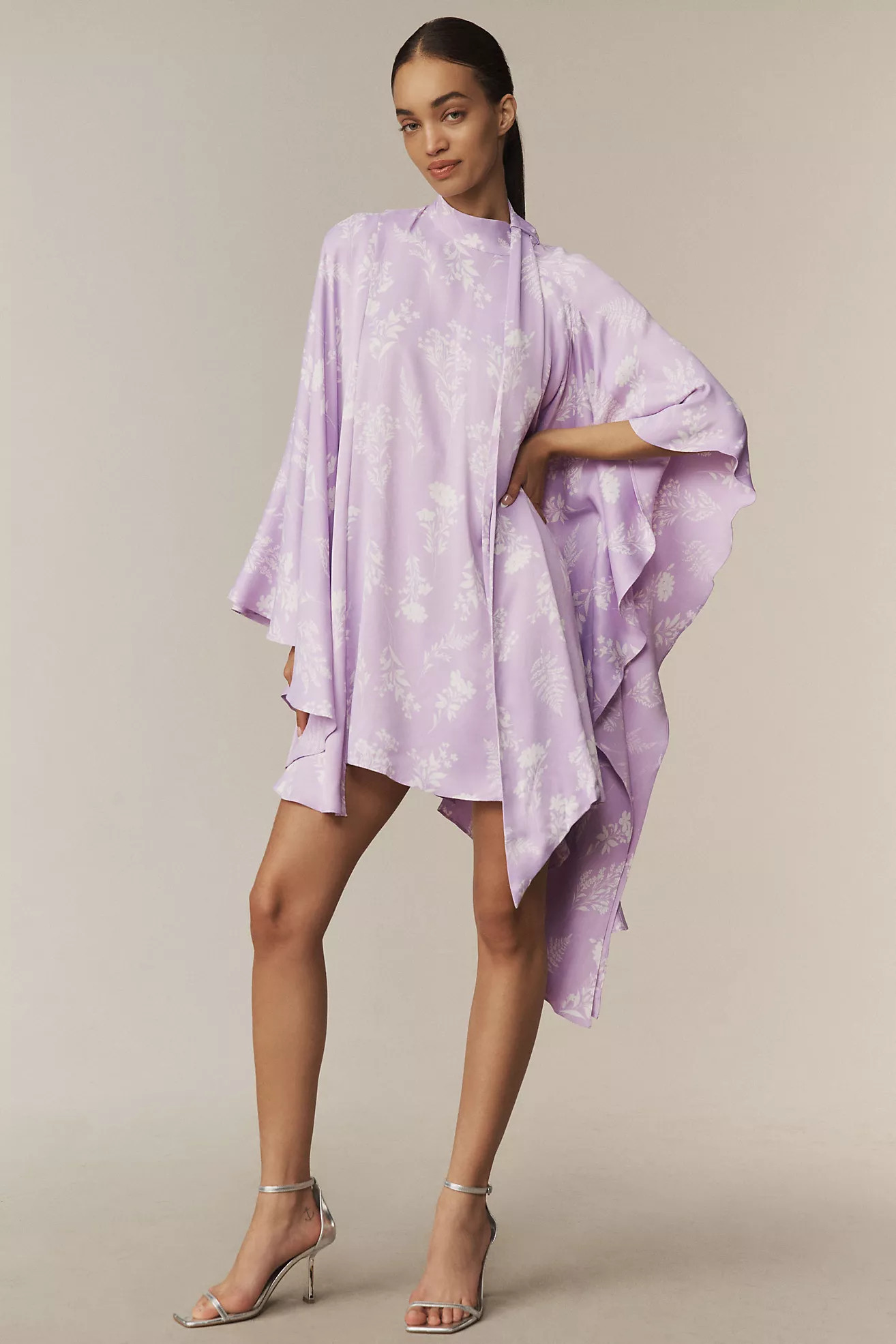 BHLDN Maria Long-Sleeve High-Neck Swing Mini Dress | Anthropologie (US)