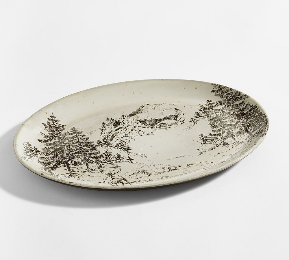 Rustic Forest Stoneware Serving Platter | Pottery Barn (US)