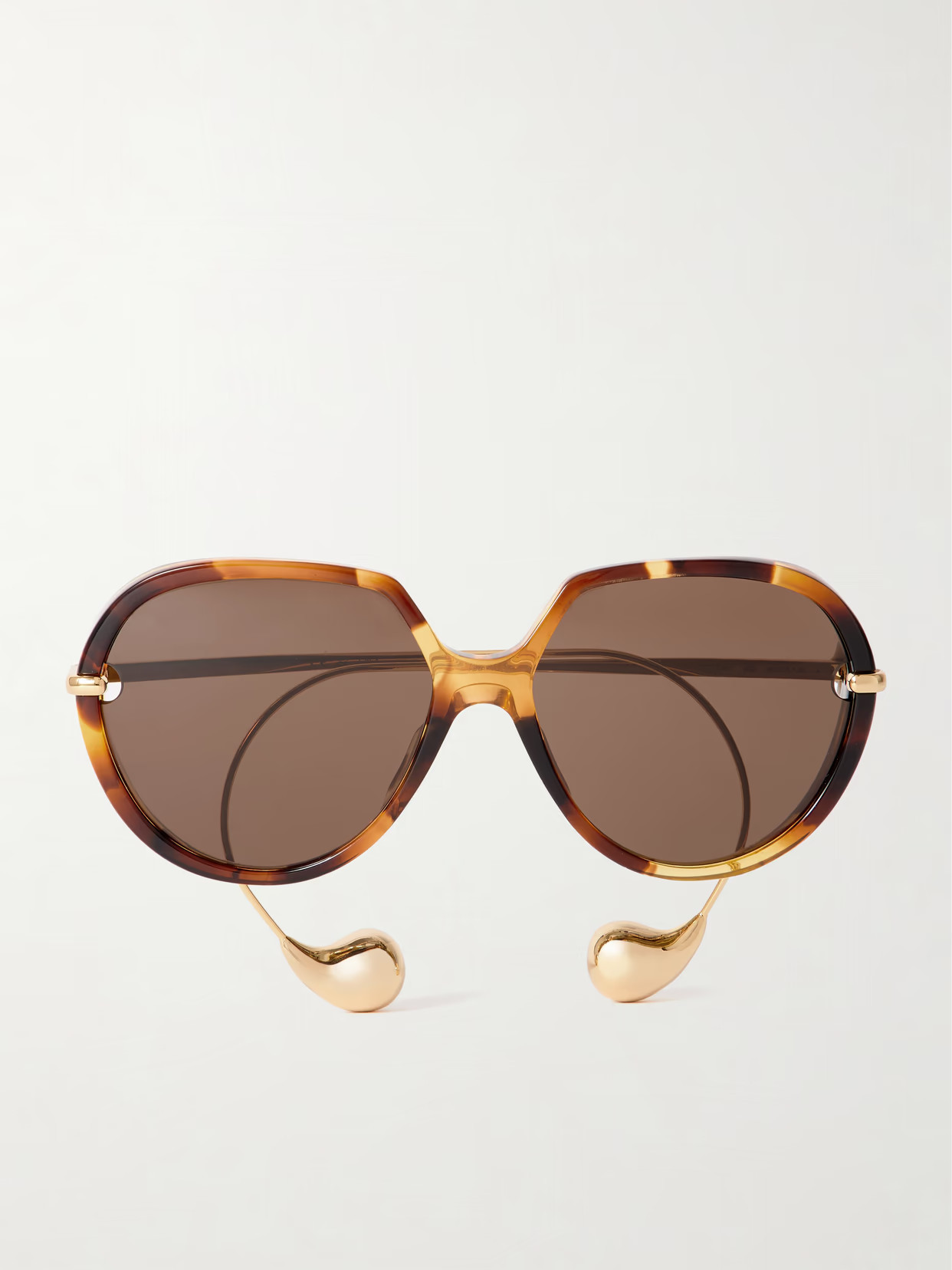 BOTTEGA VENETA EYEWEAR - Drop Round-frame Tortoiseshell Acetate And Gold-tone Sunglasses - One size | NET-A-PORTER (US)