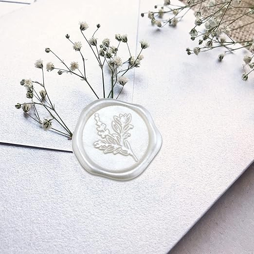 Botanical Adhesive Wax Seal Stickers 25Pk - Pre-Made from Real Sealing Wax (White) | Amazon (US)