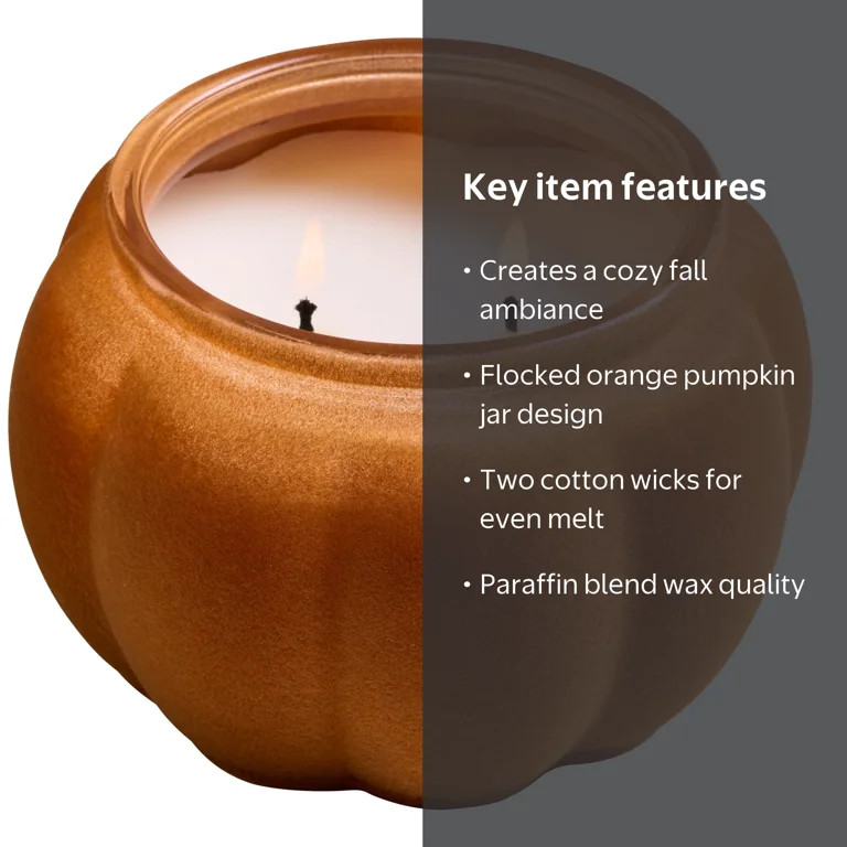 Better Homes & Gardens Farm Apple Pumpkin 2-Wick Flocked Pumpkin Jar Candle | Walmart (US)