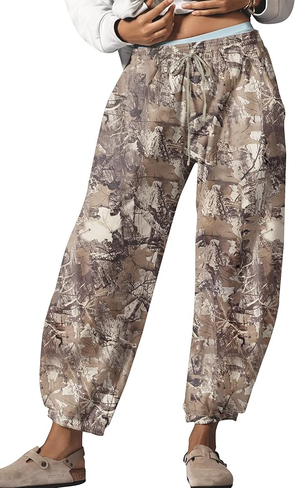 Ziesexy Leopard Pants Women Barrel Sweatpants Casual Baggy Cheetah Print Lounge Pants Drawstring ... | Amazon (US)