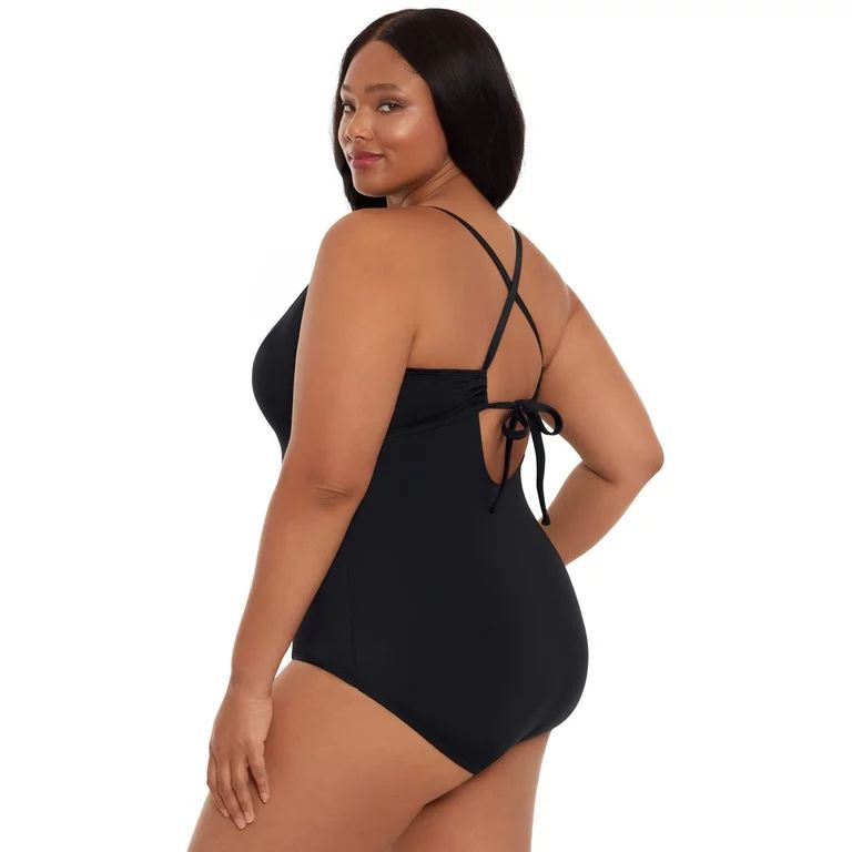 Time and Tru Women's and Women’s Plus Double Ring Strap One Piece Swimsuit | Walmart (US)