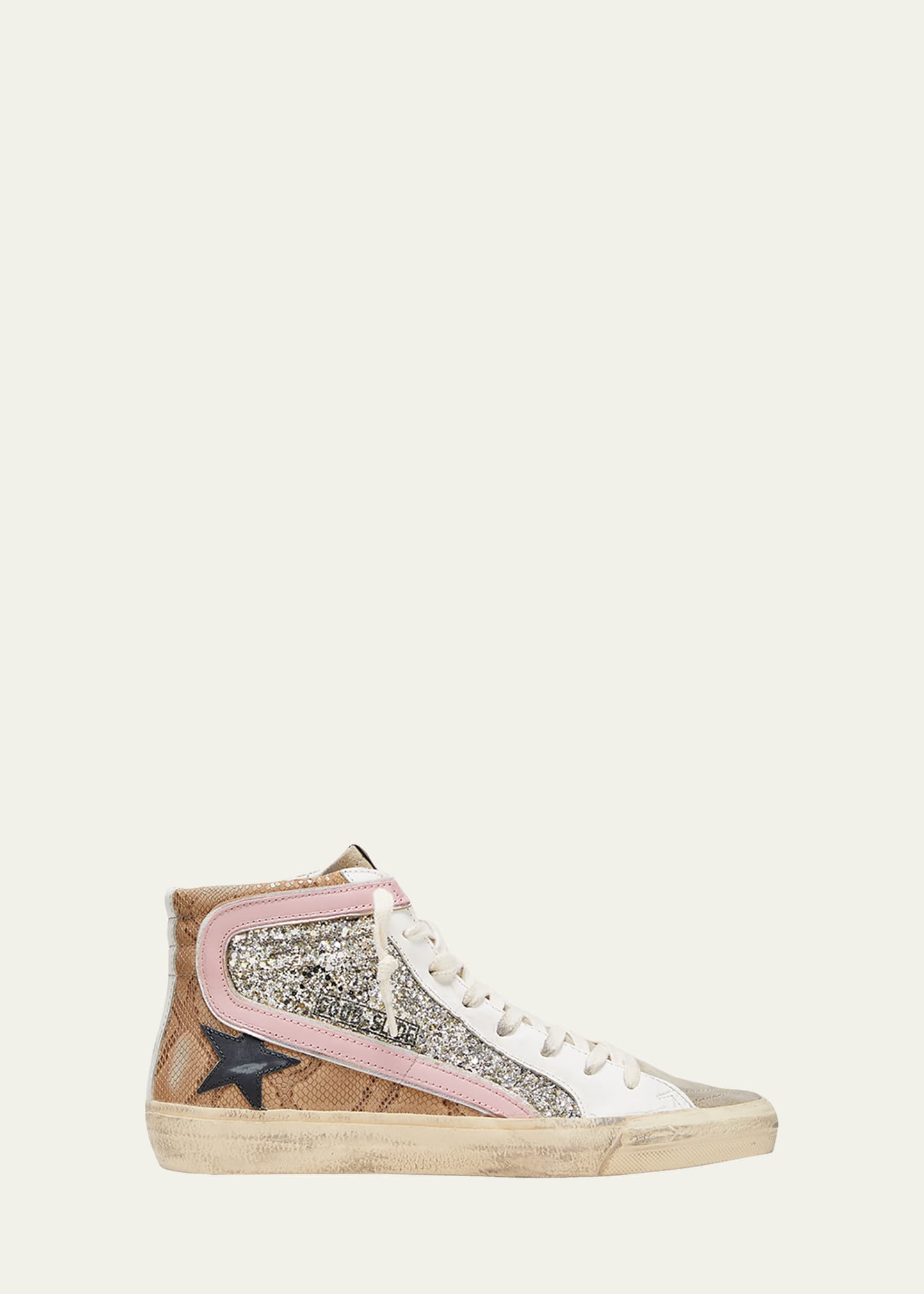 Golden Goose Slide Mid-Top Snake Glitter Sneakers | Bergdorf Goodman