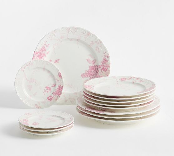 Love Shack Fancy Rose 12-Piece Dinnerware Set | Pottery Barn (US)