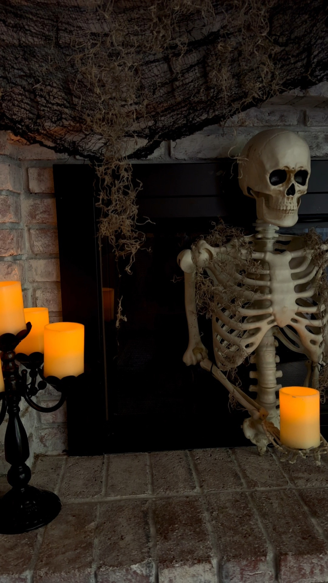 Halloween fireplace was simplified this year and Francis, our main man, stole the show 💀