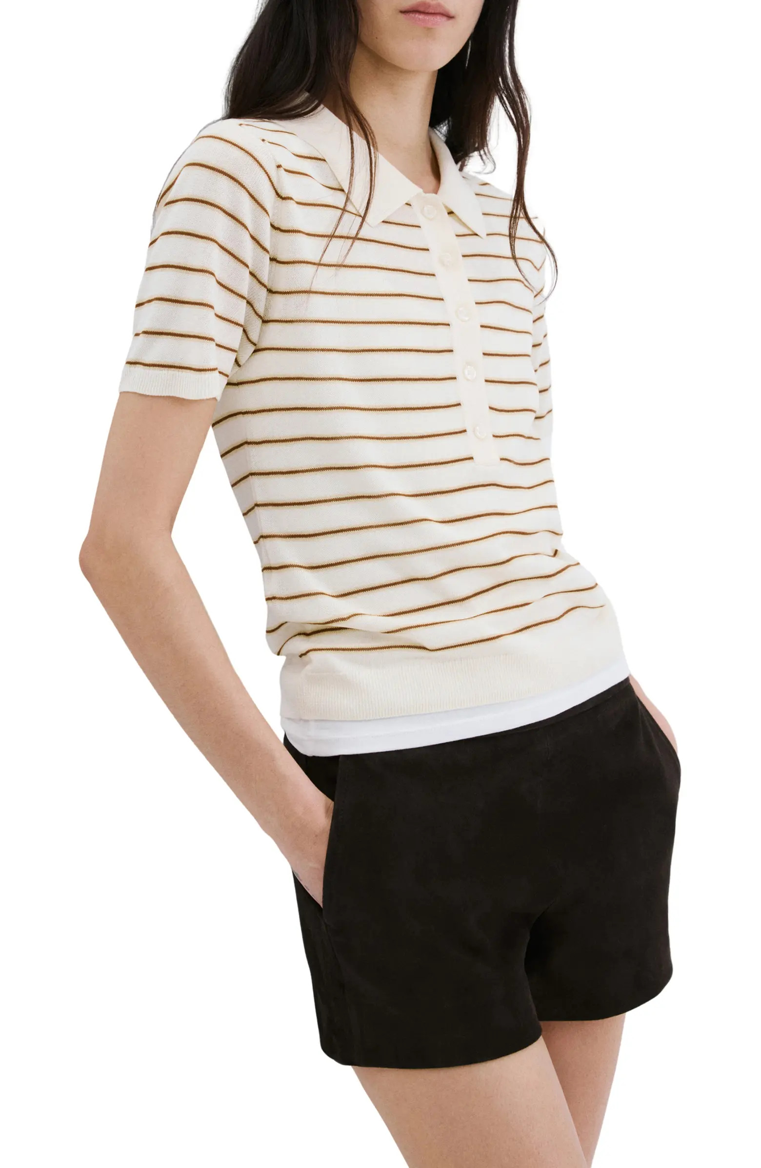 MANGO Short Sleeve Jersey Polo Sweater | Nordstrom | Nordstrom