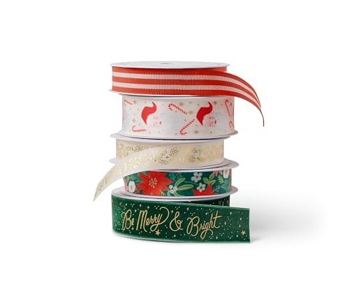 RIFLE PAPER CO. Be Merry & Bright Ribbon Set, Christmas Holiday Wrapping Supplies for Presents and Gifts, Decorative Design for Bows, Bouquets, Curling and Décor | Amazon (US)