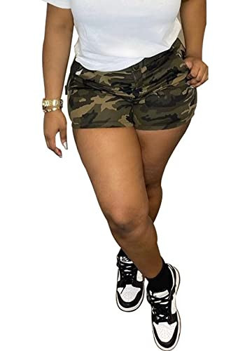 Vakkest Womens Camouflage Cargo Shorts Jogger Multi-Pocket Camoflash Army Fatigue BF Ripped Bodycon Mini Short Pants | Amazon (US)