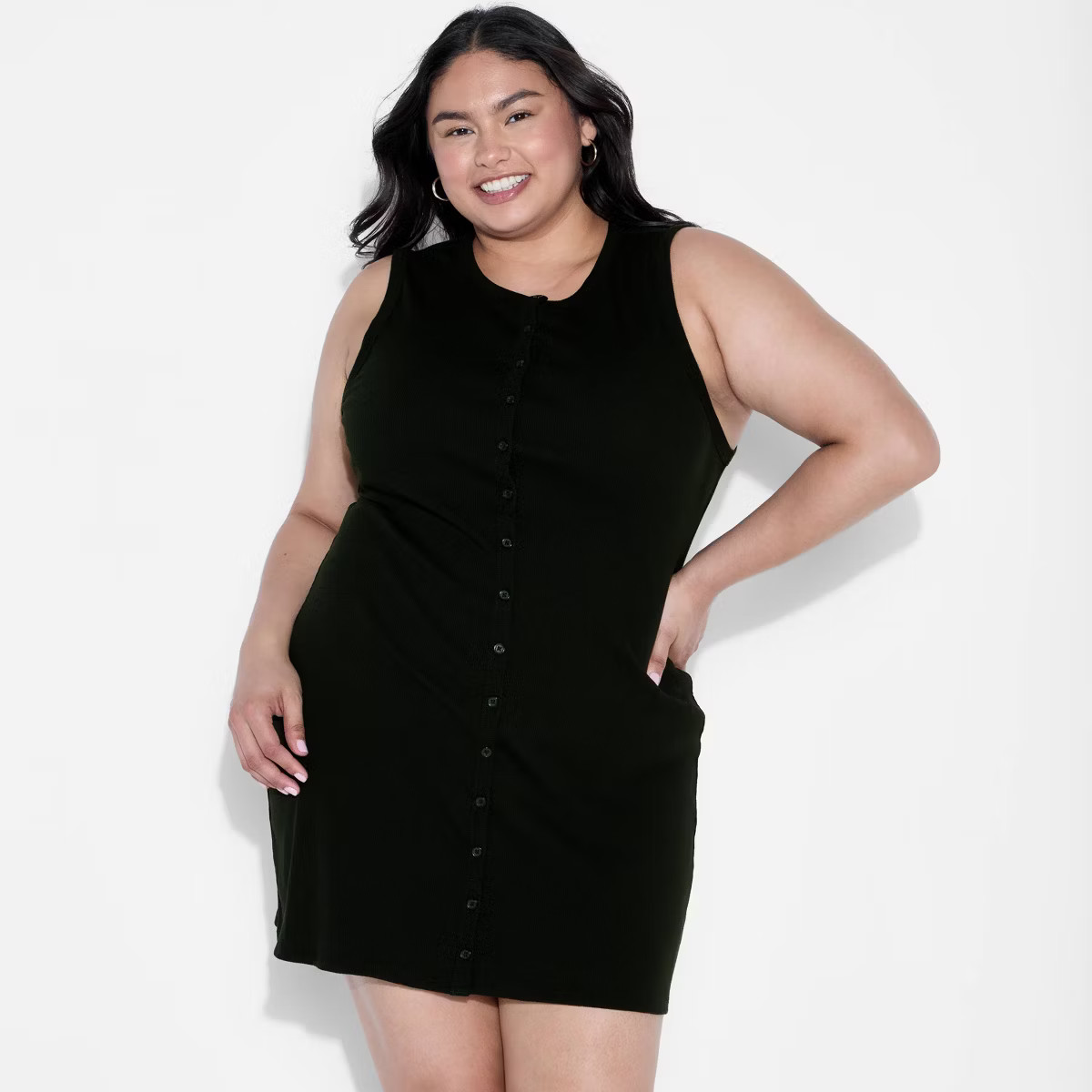 Women's Button-Front Ribbed Mini Skater Dress - Wild Fable™ | Target