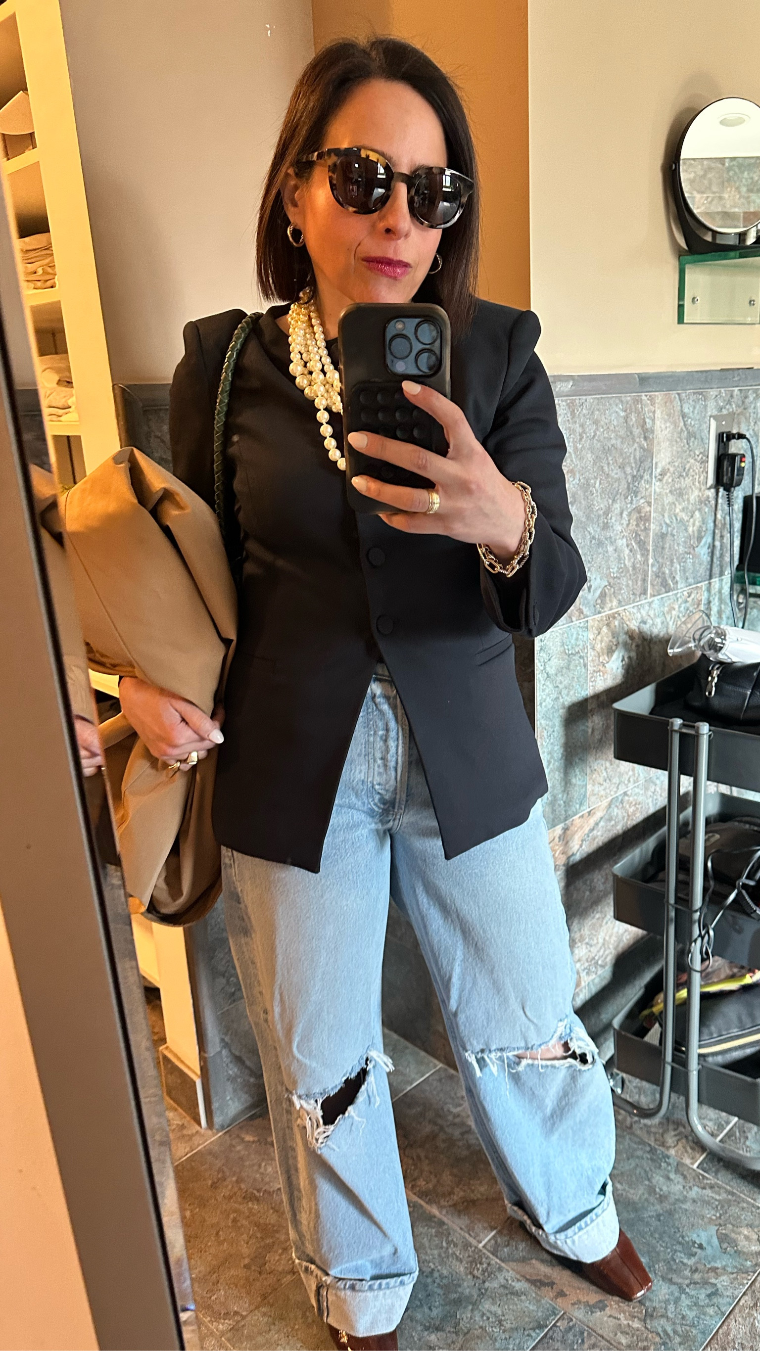 Casual birthday dinner  fit check. Fav jeans. Fav blazer. Easy Peasy. 

#LTKPetite #LTKOver40 #LTKSaleAlert
