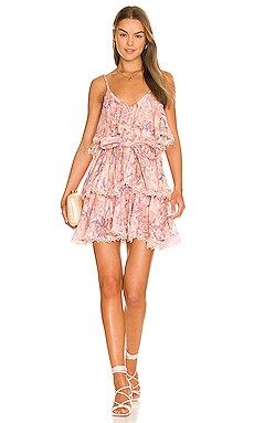 HEMANT AND NANDITA Short Dress with Tie Up Belt in Peach from Revolve.com | Revolve Clothing (Global)