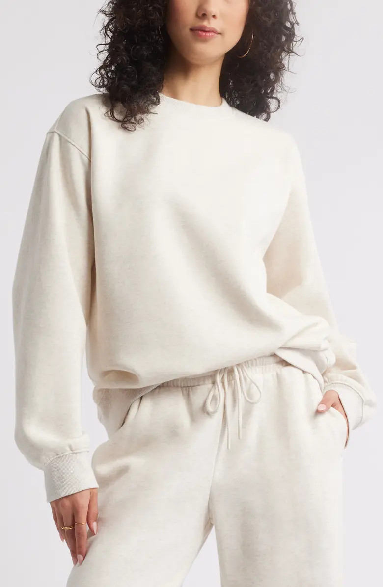 Fleece Detail Oversize Crewneck Sweatshirt | Nordstrom