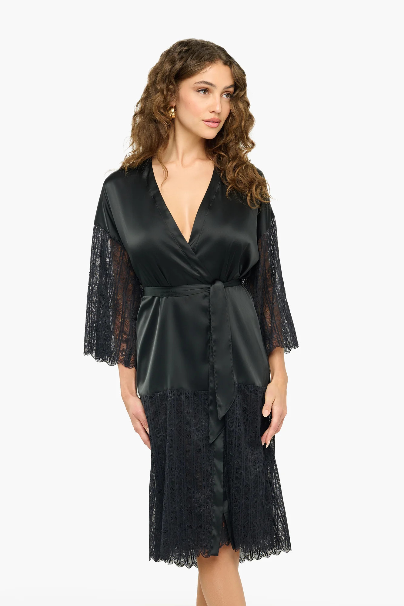 Cosabella Women's Misteriosa Robe, Black, Small/medium, Satin Robe | Cosabella