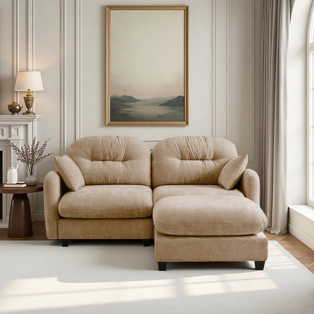 Cloud Sectional L-Shaped Couch With Ottoman,Soft Chenille Fabric, High-Density Foam,Fits Bedrooms... | Wayfair North America