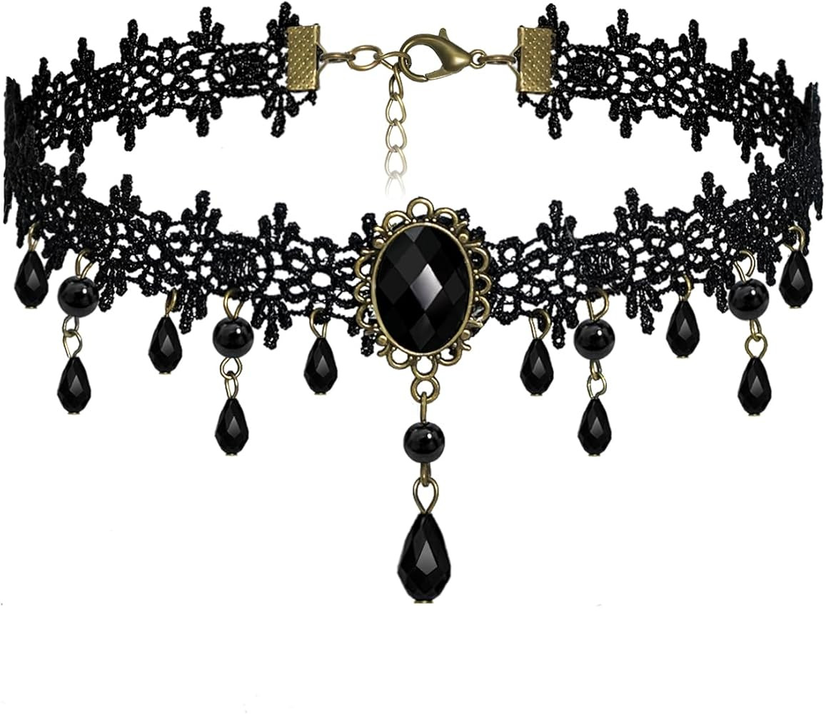 Ronglry Goth Choker Necklace for Women Black Lace Choker Gothic Necklace Halloween Sexy Chokers G... | Amazon (US)