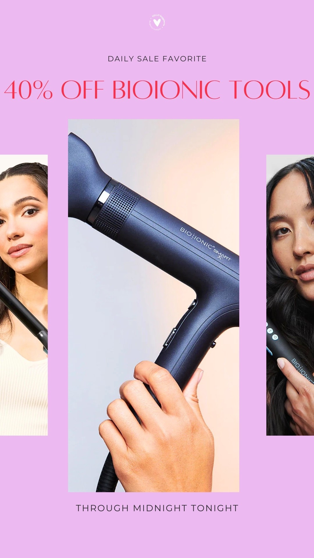 A good hair day starts with the right tools. 💜 Bio Ionic is 40% off through midnight tonight, so it's the perfect time to upgrade your blow dryer, curling iron, or straightener before the sale ends! ✨

#LTKBeauty #LTKgrwm #LTKSaleAlert