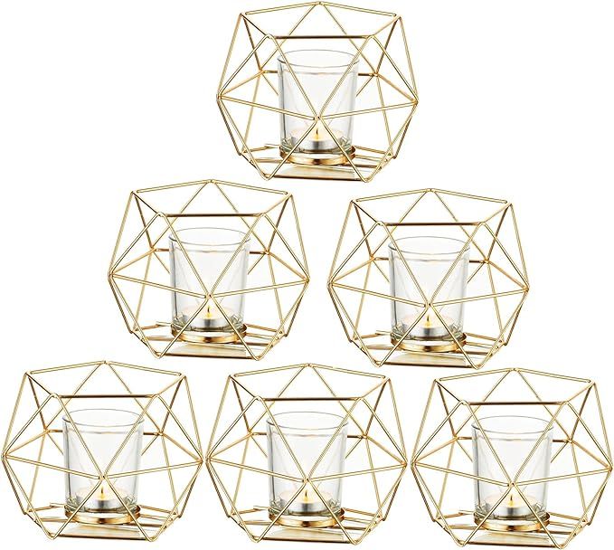 Romadedi Geometric Tealight Candle Holders Gold - Votive Candle Stand Accents for Tea Light Decor... | Amazon (US)