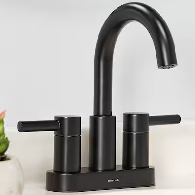 allen + roth Harlow Matte Black 4-in centerset 2-handle WaterSense High-arc Residential Handle Ba... | Lowe's