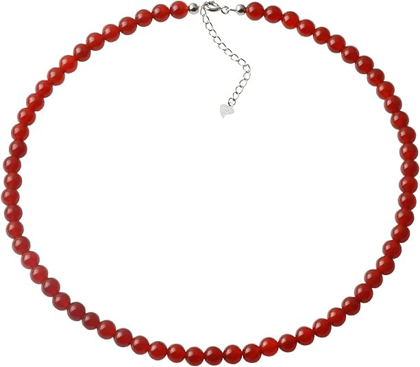Kakikaki Natural Agate Choker Necklace Sterling Silver Round Beads Strand Necklace for Women | Amazon (US)
