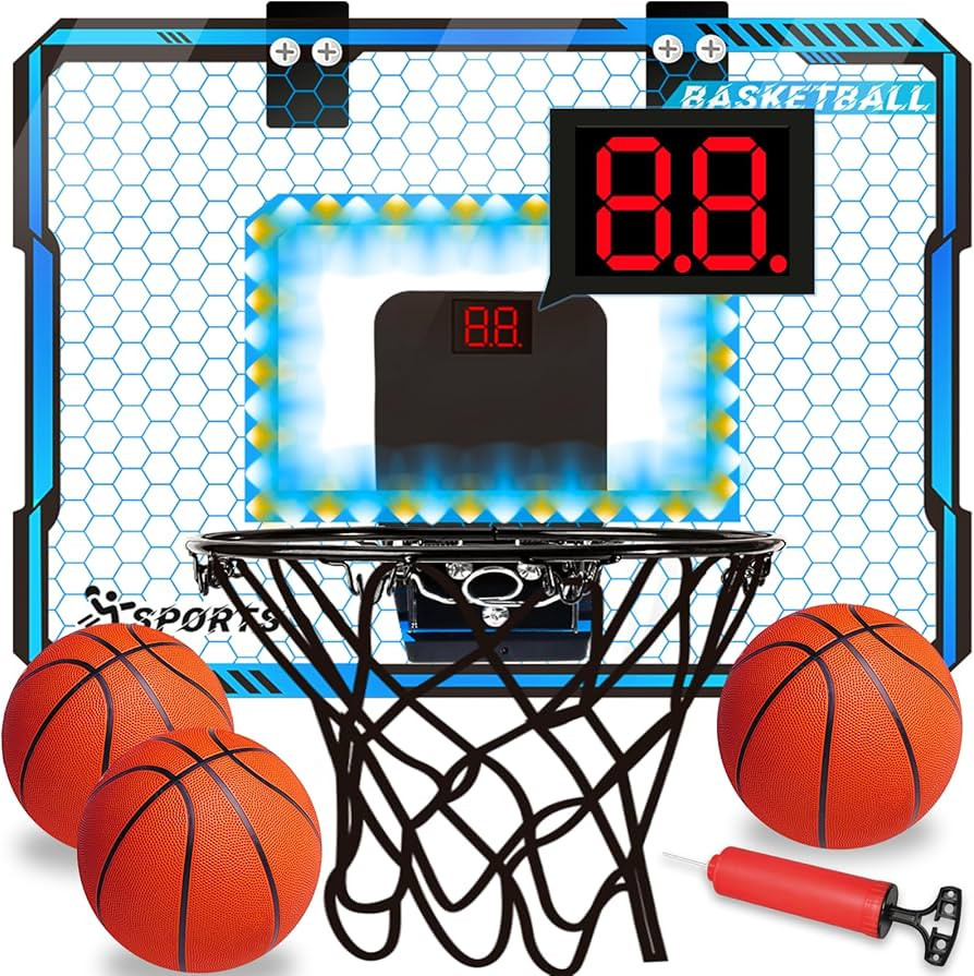 Basketball Hoop Indoor with LED Lights, Basketball Toys Gifts for 5 6 7 8 9 10+ Year Old Boys Kid... | Amazon (US)